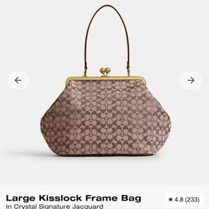 Coach Large Kisslock Frame Bag In Crystal Signature Jacquard
